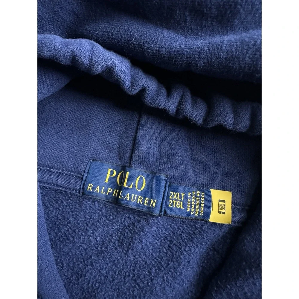 Mens Polo Ralph Lauren Navy Hoodie Polo Players Embroidered, Size 2XLT
